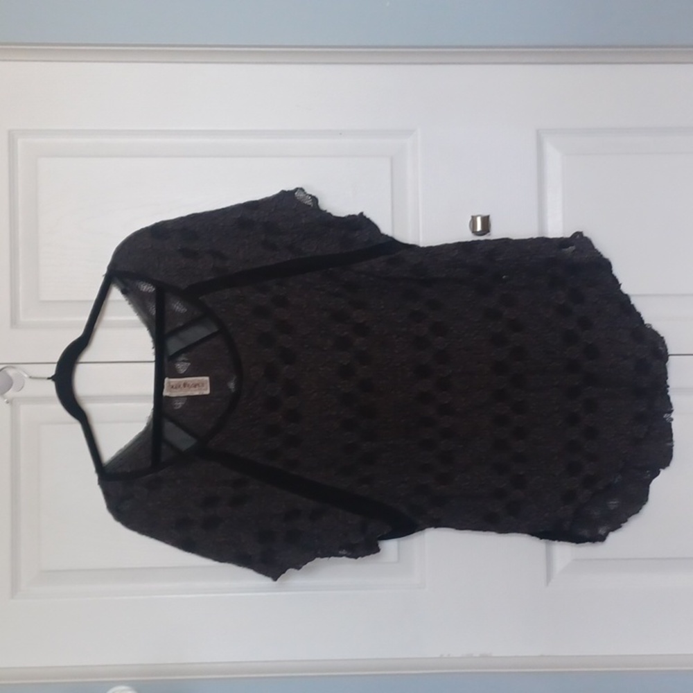 Free People Black Lace Tunic Top
